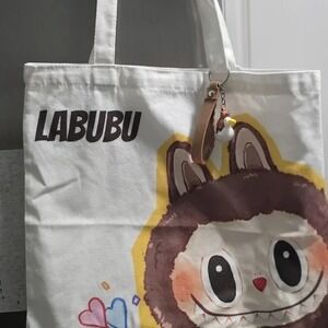 White and Brown Kawaii Canvas Tote Bag